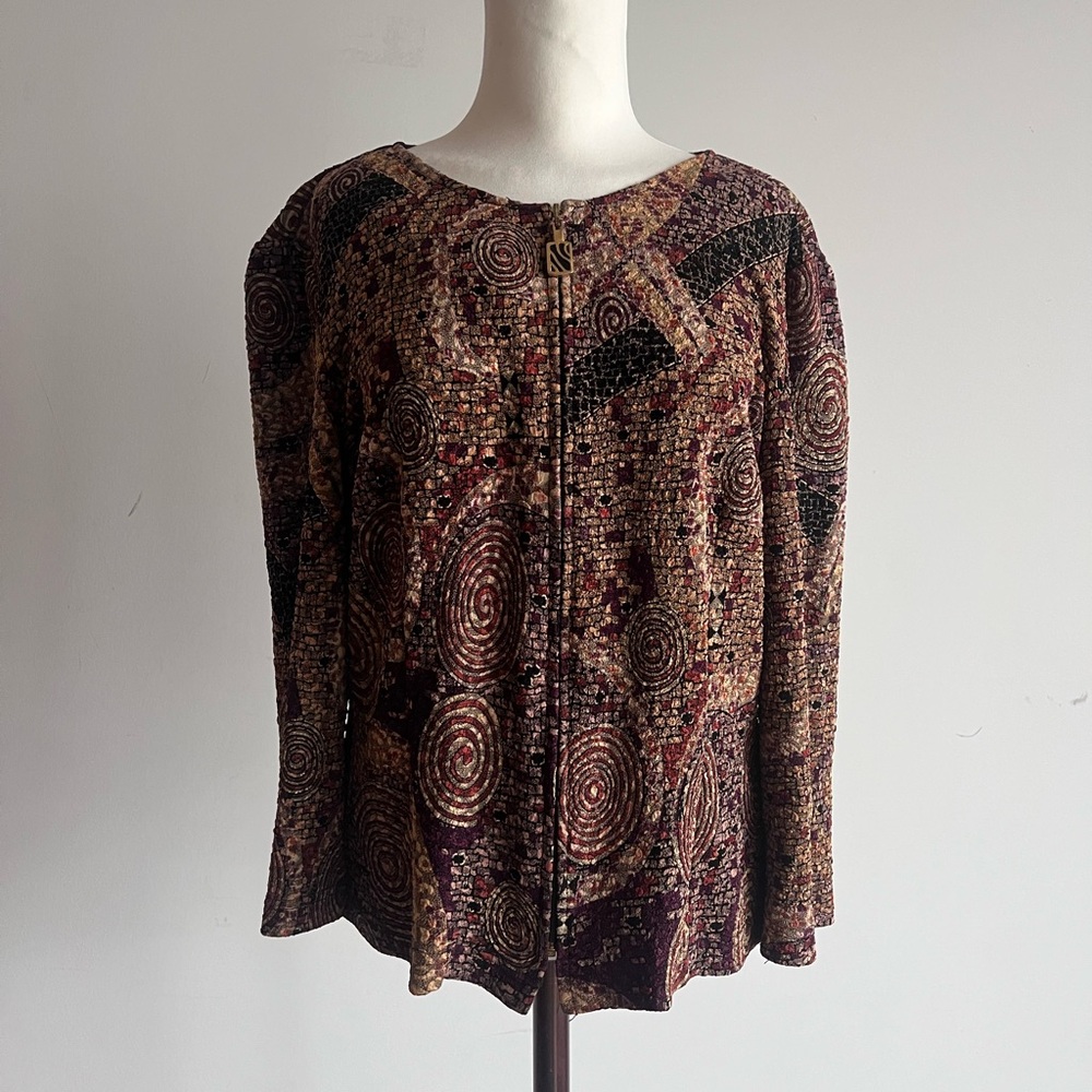 Joseph Ribkoff Multicolor Mosaic Zip-Front Jacket | Made in Canada